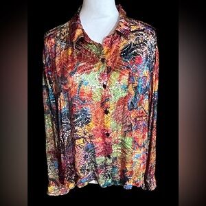 Chicos multicolor silk/rayon blend long sleeved shirt